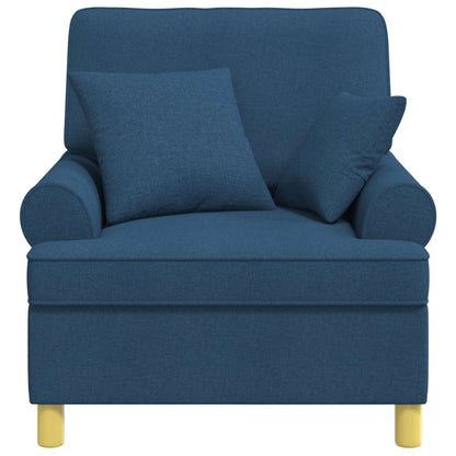 vidaXL XL Armchair with Cushions Blue Fabric