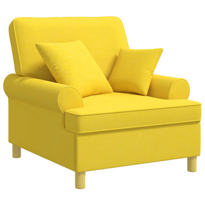 vidaXL XL Armchair with Cushions Light Yellow Fabric