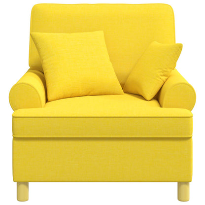 vidaXL XL Armchair with Cushions Light Yellow Fabric