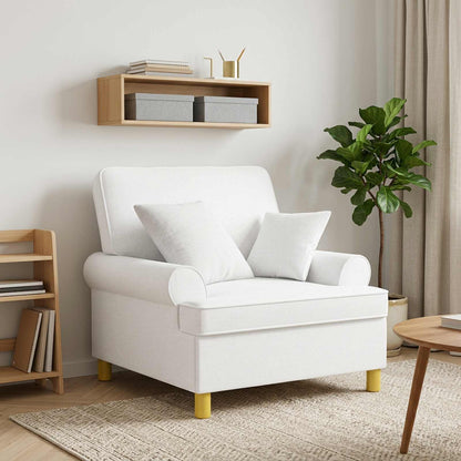 vidaXL XL Armchair with Cushions White Fabric
