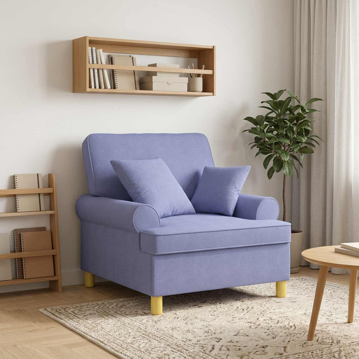 vidaXL XL Armchair with Cushions Jeans Blue Fabric