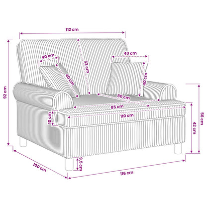 vidaXL XXL Armchair with Cushions Light Grey 1.5 Lines Fabric