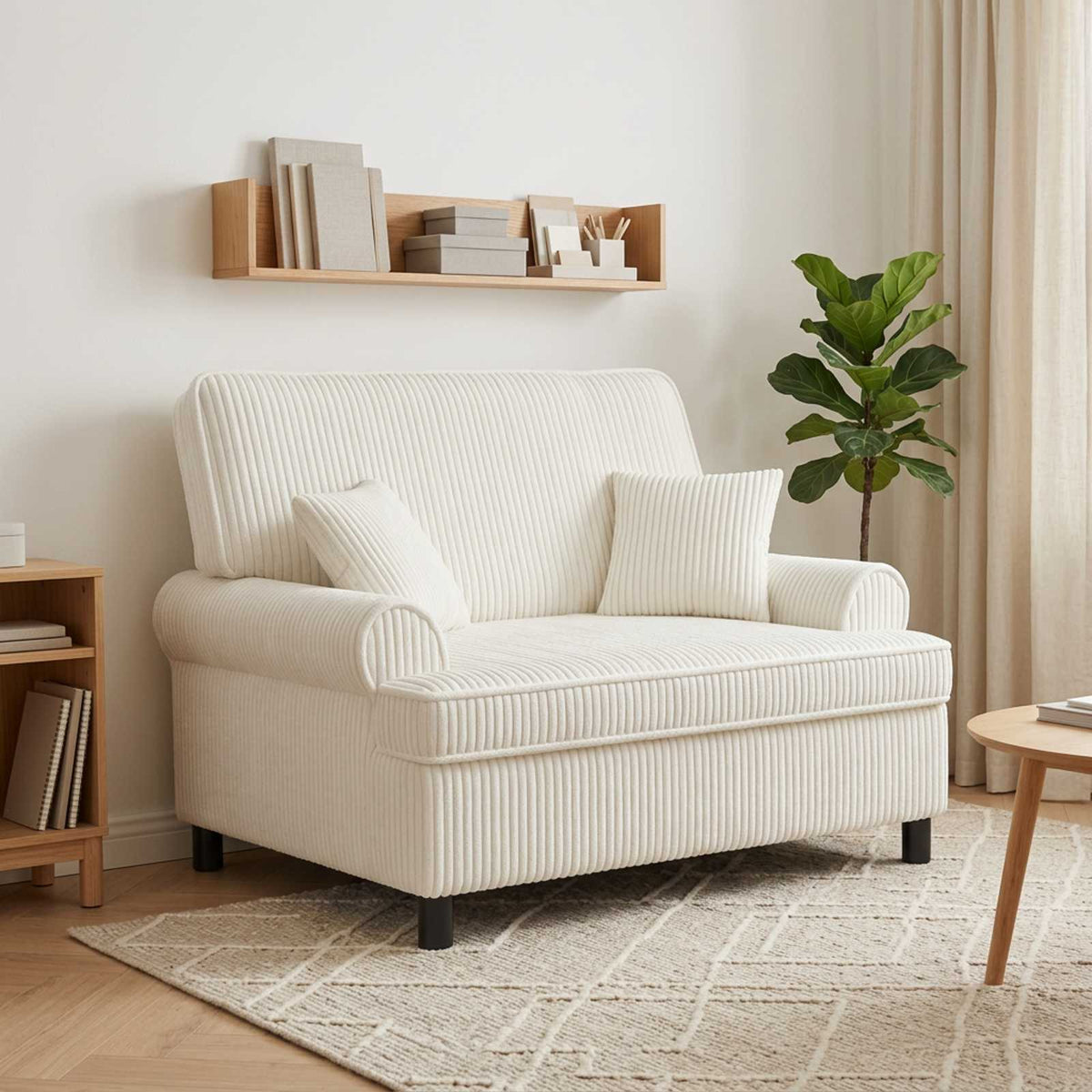 vidaXL XXL Armchair with Cushions Cream 1.5 Lines Fabric