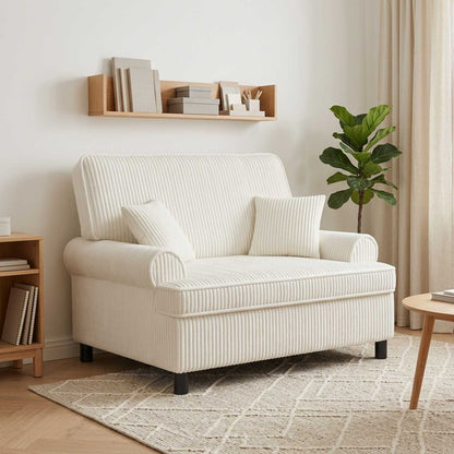 vidaXL XXL Armchair with Cushions Cream 1.5 Lines Fabric