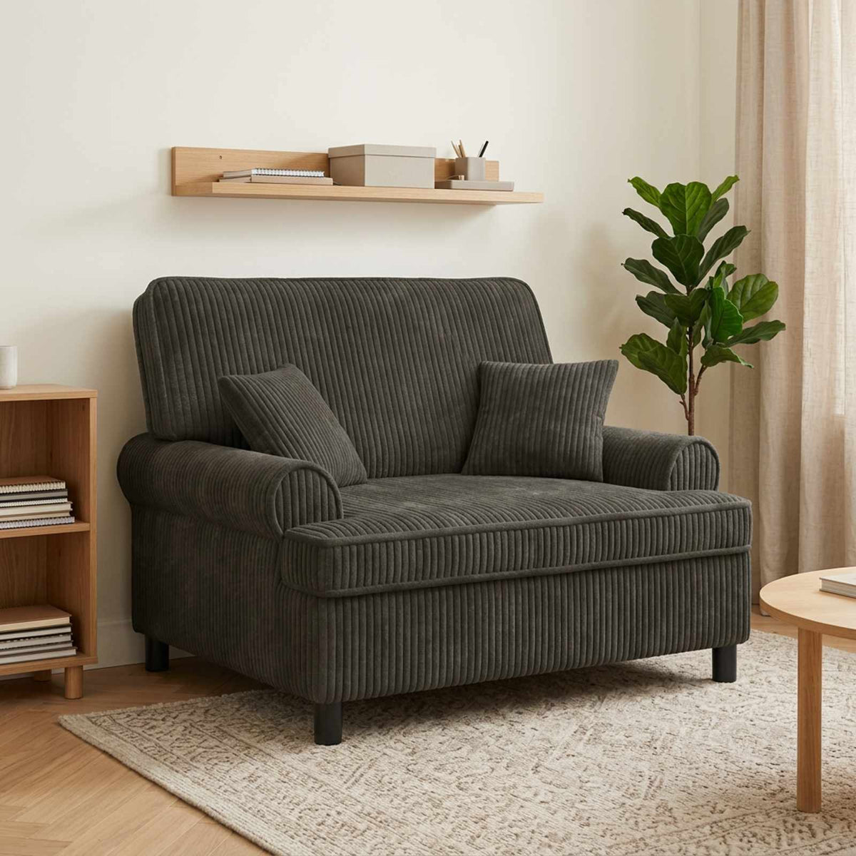 vidaXL XXL Armchair with Cushions Dark brown 1.5 Lines Fabric