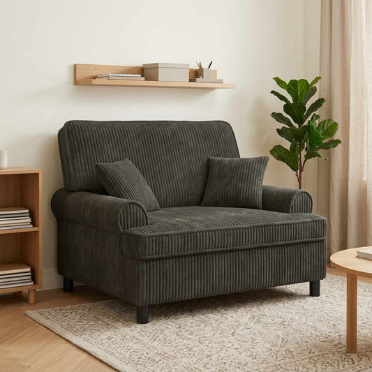 vidaXL XXL Armchair with Cushions Dark brown 1.5 Lines Fabric
