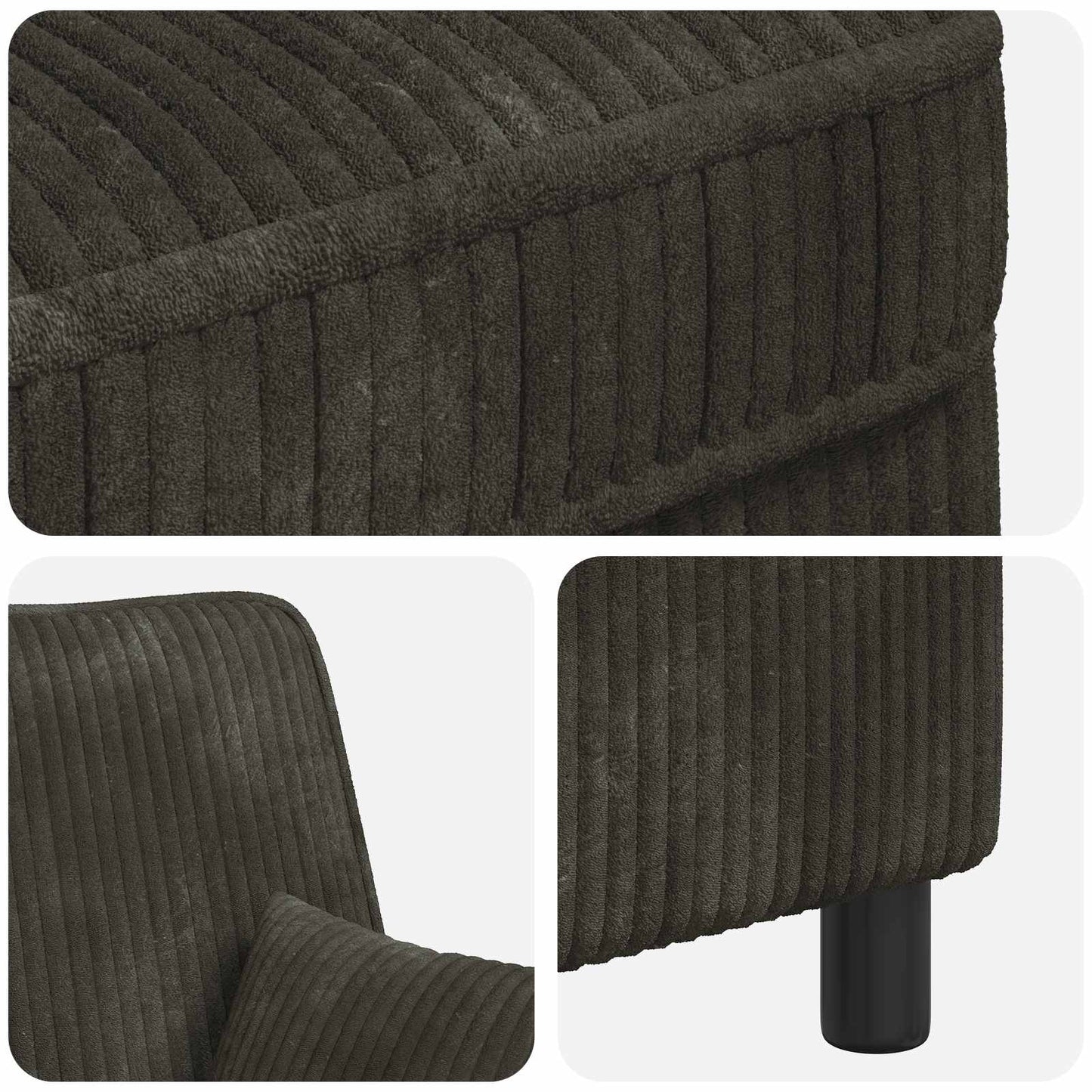 vidaXL XXL Armchair with Cushions Dark brown 1.5 Lines Fabric