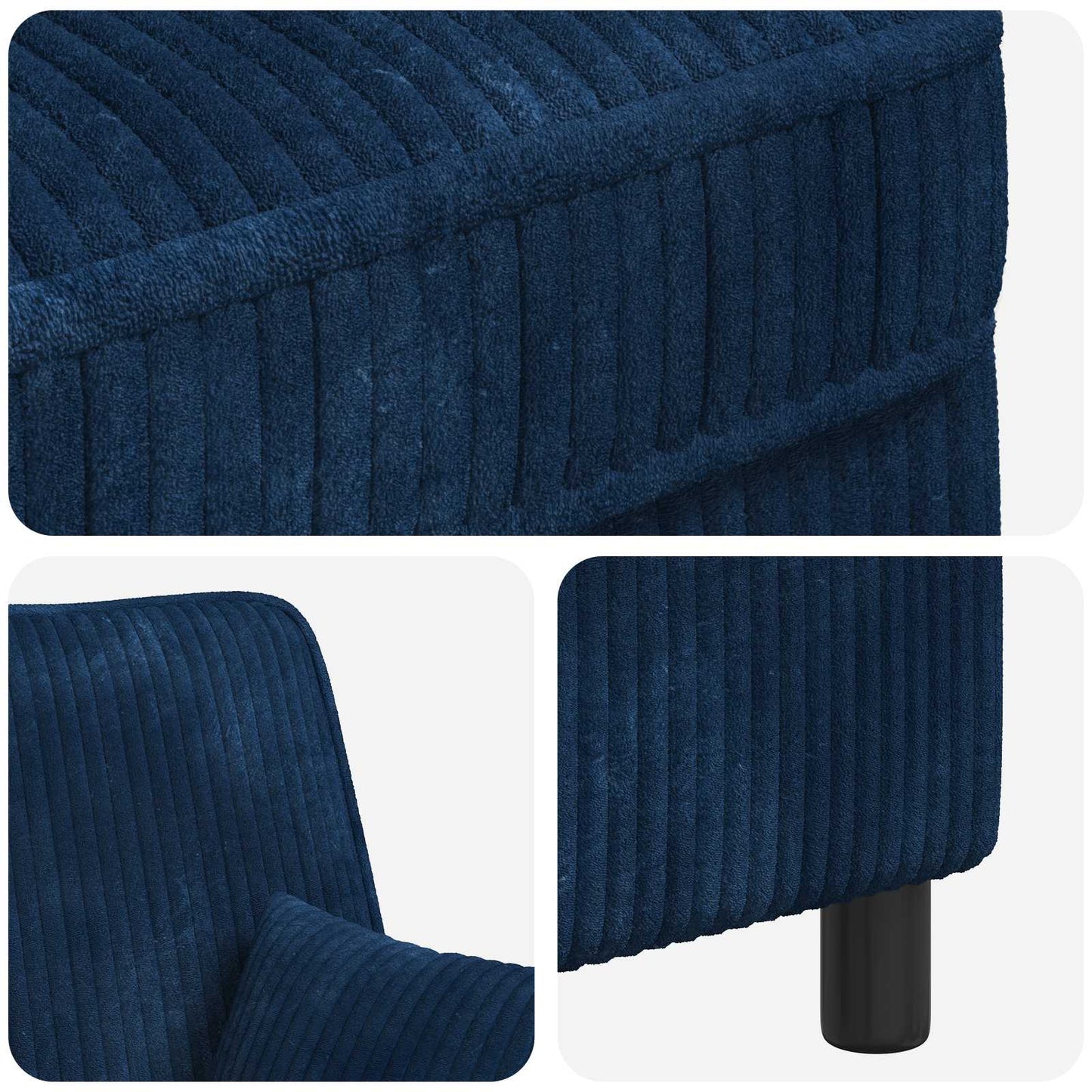 vidaXL XXL Armchair with Cushions Navy 1.5 Lines Fabric