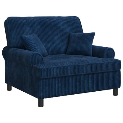 vidaXL XXL Armchair with Cushions Navy 1.5 Lines Fabric