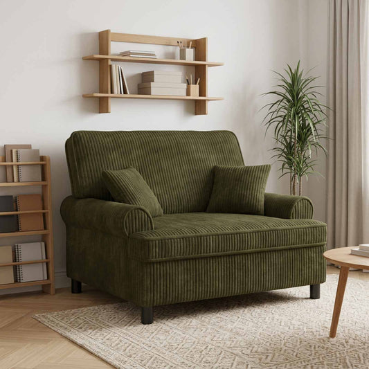 vidaXL XXL Armchair with Cushions Green 1.5 Lines Fabric