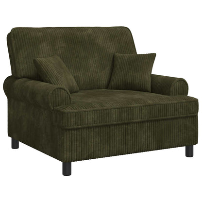 vidaXL XXL Armchair with Cushions Green 1.5 Lines Fabric
