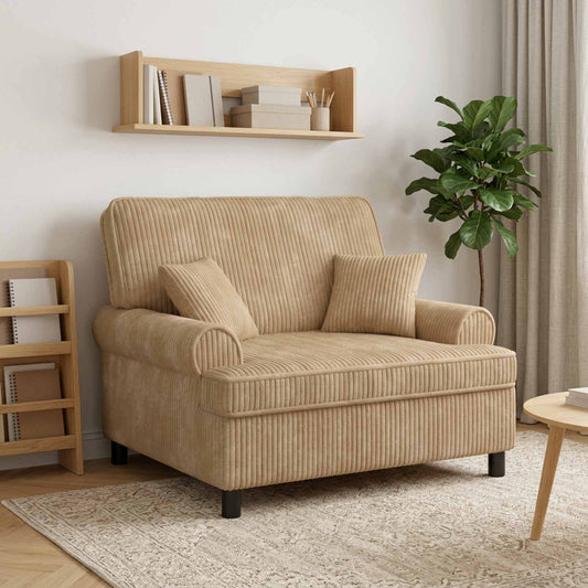 vidaXL XXL Armchair with Cushions Beige 1.5 Lines Fabric