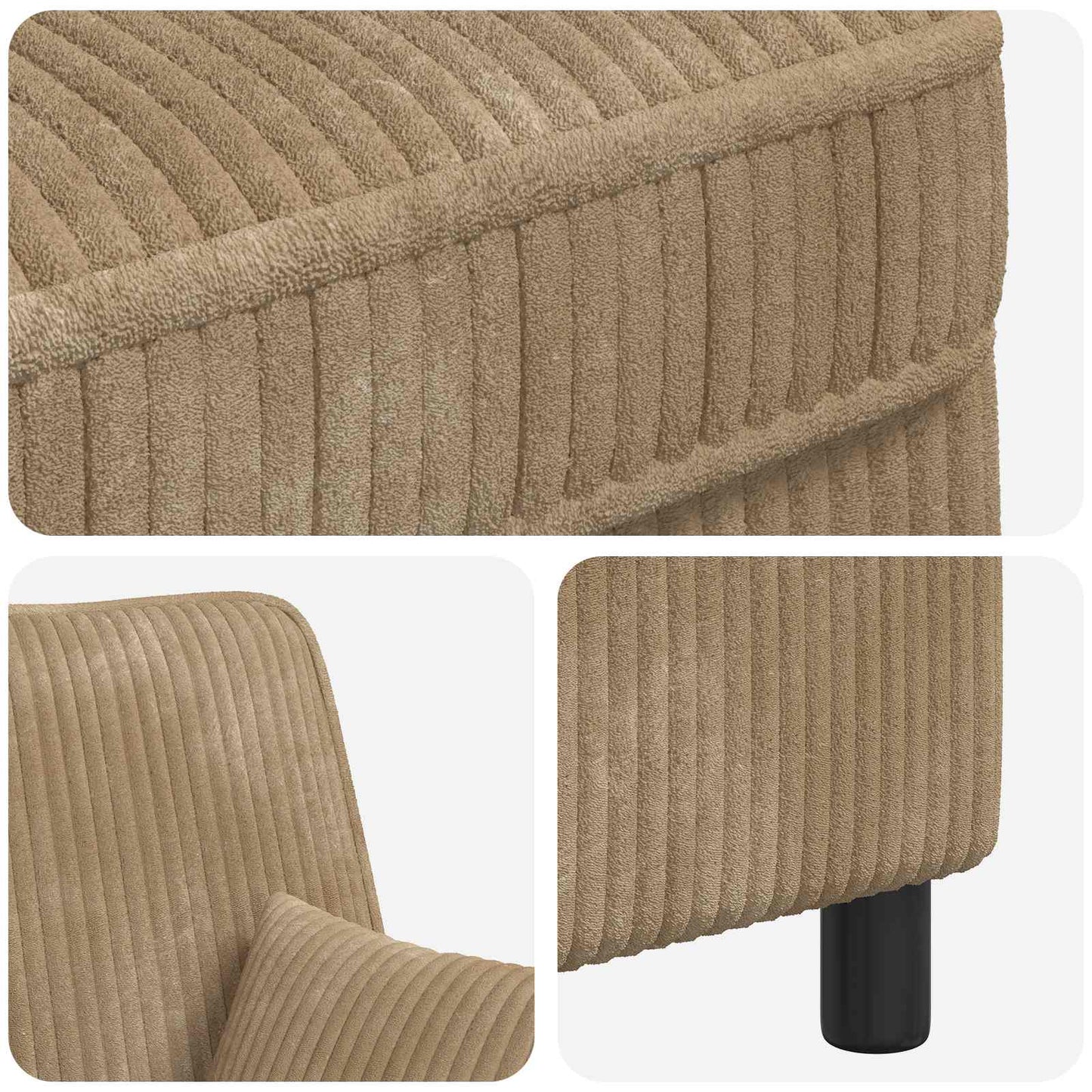 vidaXL XXL Armchair with Cushions Beige 1.5 Lines Fabric
