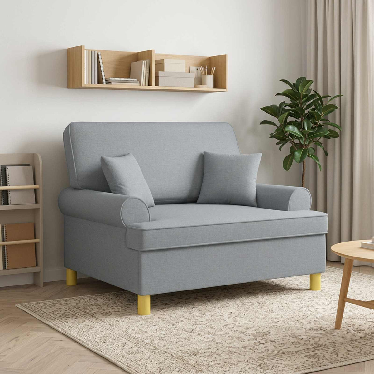 vidaXL XXL Armchair with Cushions Light Grey Fabric
