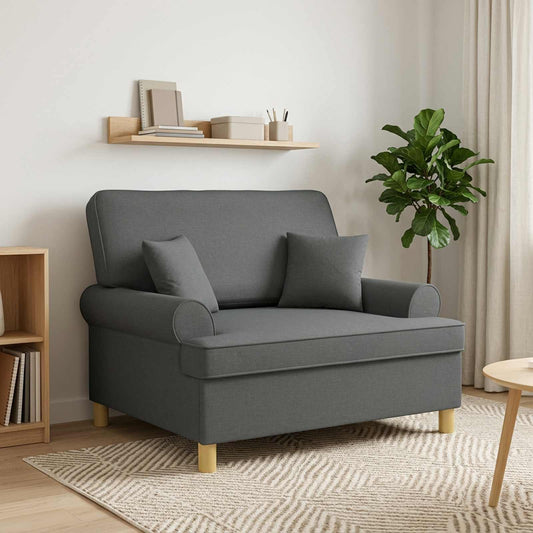 vidaXL XXL Armchair with Cushions Dark Grey Fabric