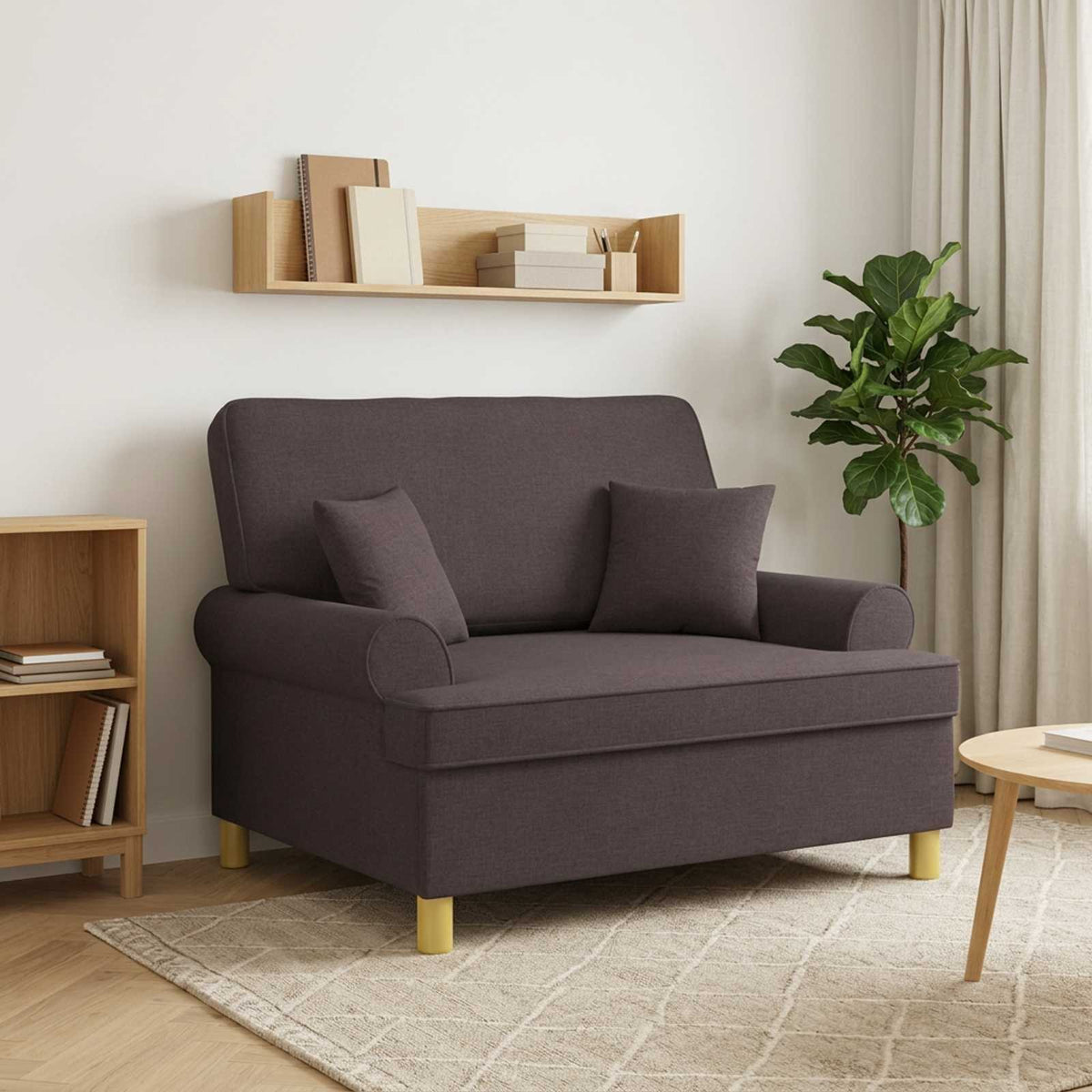 vidaXL XXL Armchair with Cushions Dark Brown Fabric