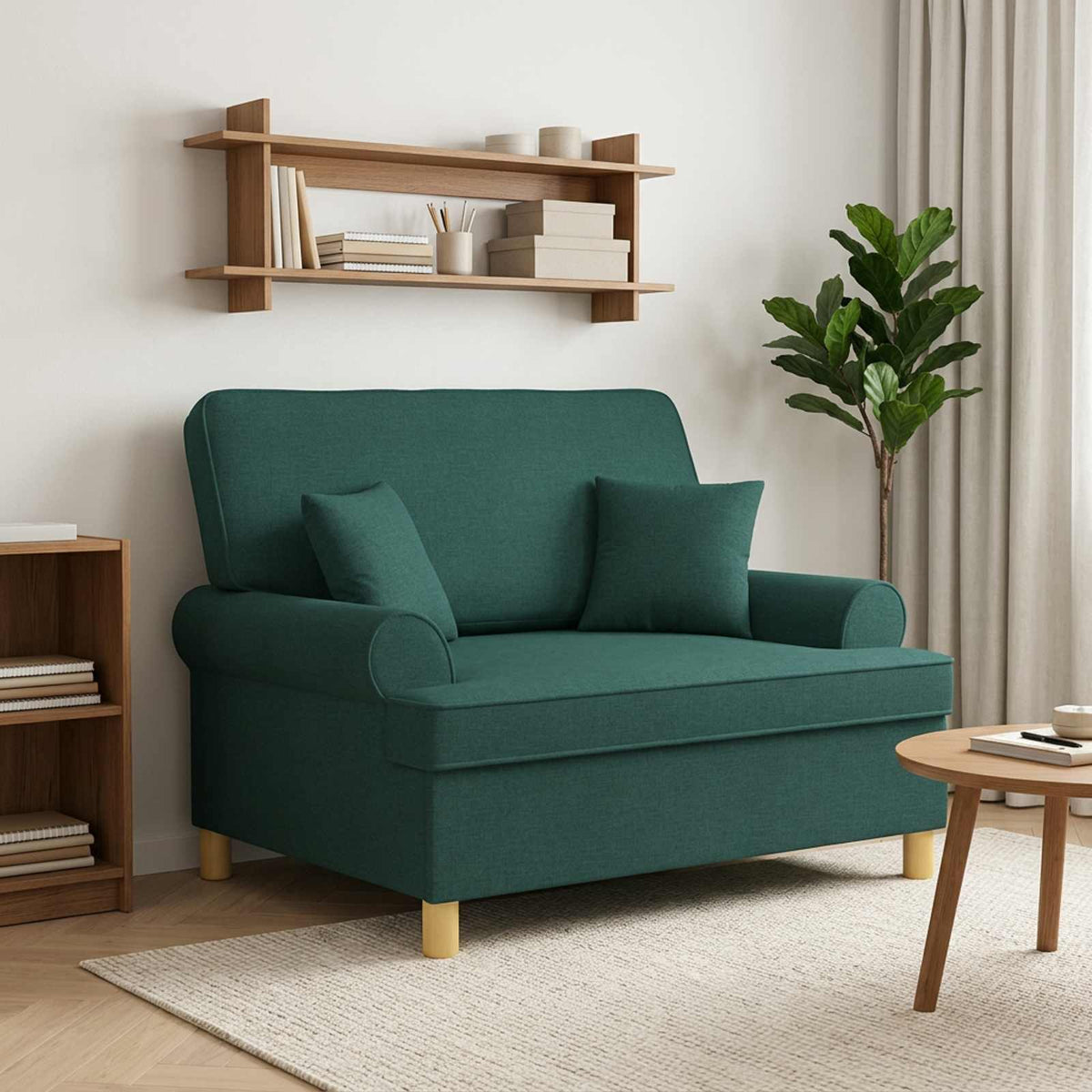 vidaXL XXL Armchair with Cushions Dark Green Fabric