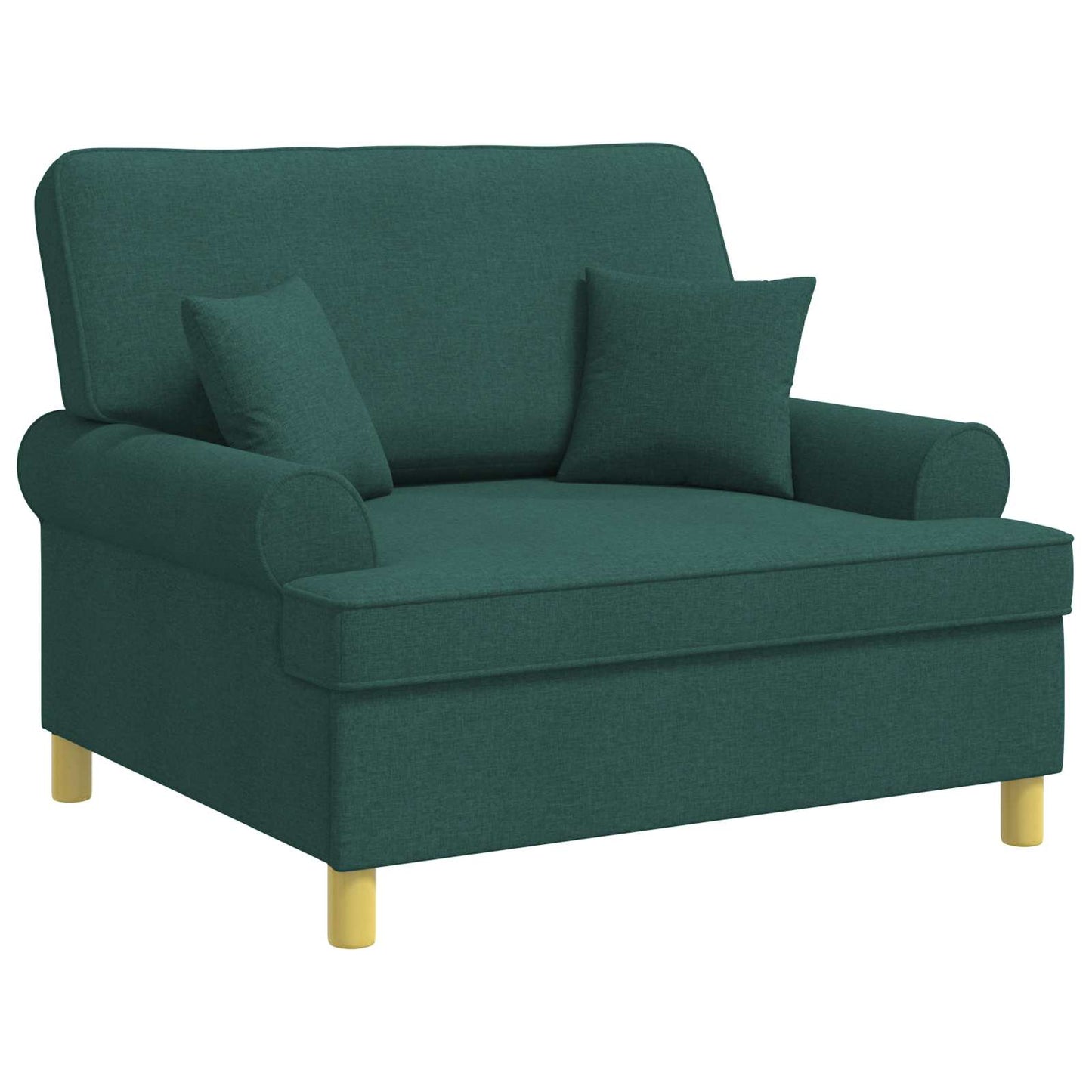 vidaXL Armchair with Cushions Dark Green Fabric
