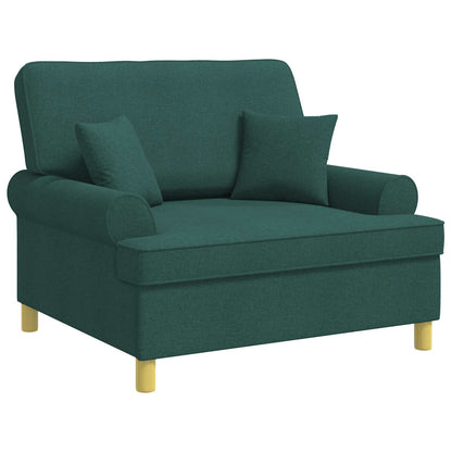 vidaXL Armchair with Cushions Dark Green Fabric