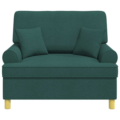 vidaXL Armchair with Cushions Dark Green Fabric
