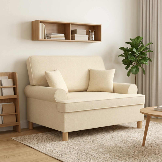 vidaXL XXL Armchair with Cushions Cream Fabric