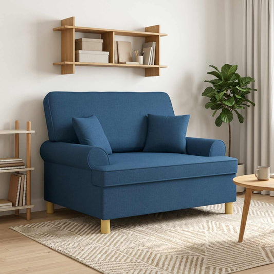 vidaXL XXL Armchair with Cushions Blue Fabric