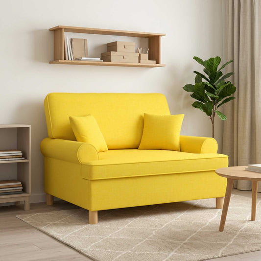 vidaXL XXL Armchair with Cushions Light Yellow Fabric