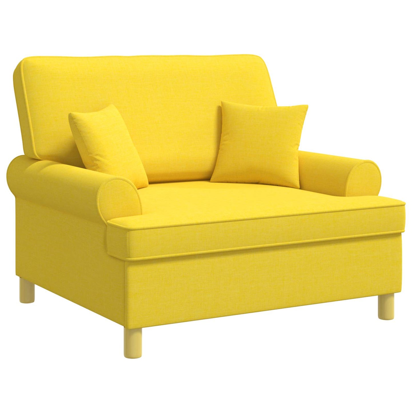 vidaXL Armchair with Cushions Light Yellow Fabric