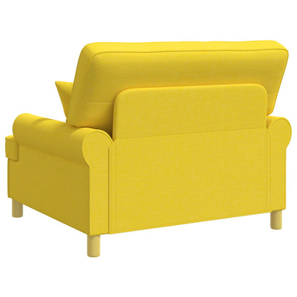 vidaXL Armchair with Cushions Light Yellow Fabric