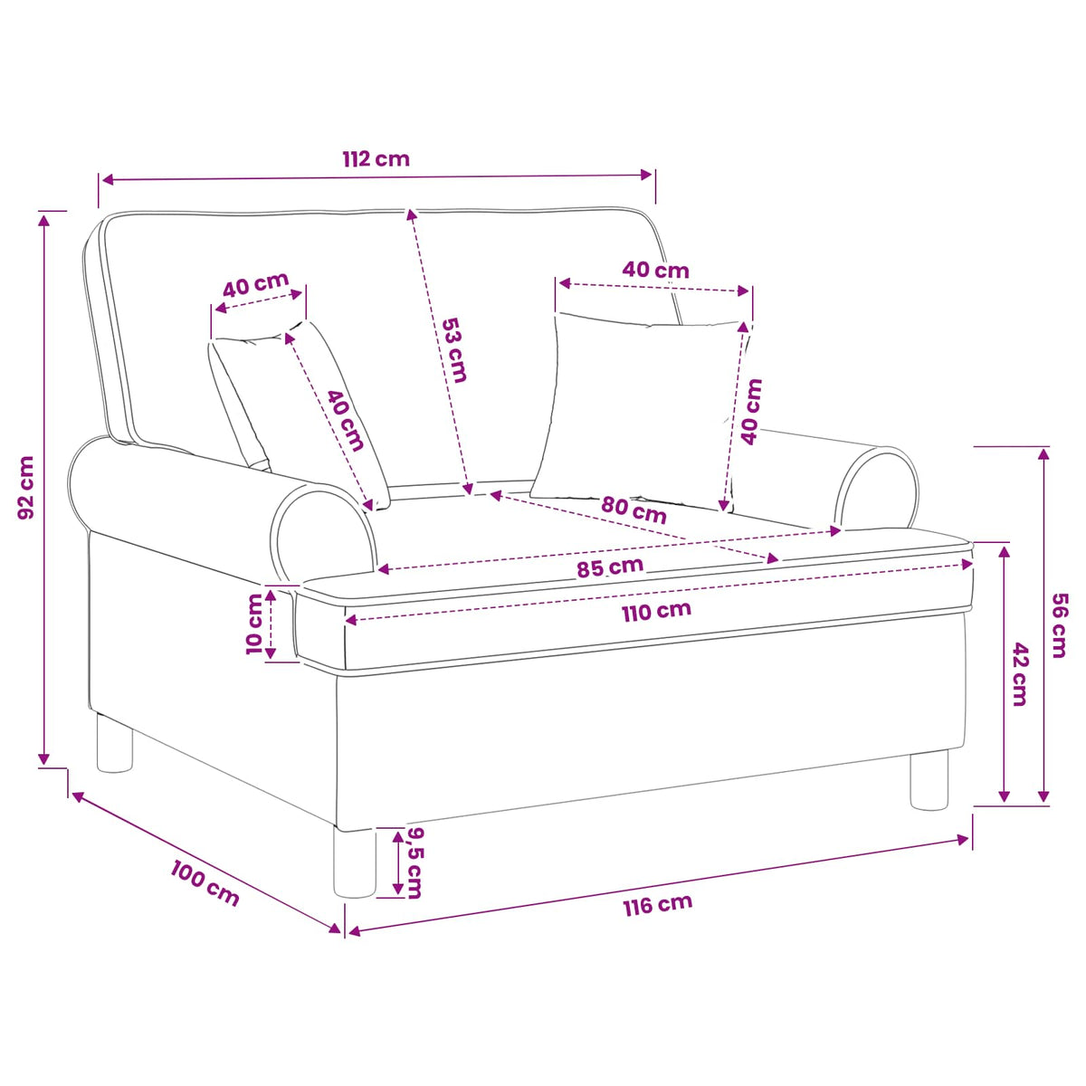 vidaXL XXL Armchair with Cushions White Fabric