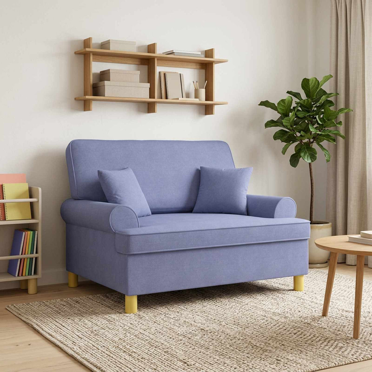 vidaXL XXL Armchair with Cushions Jeans Blue Fabric