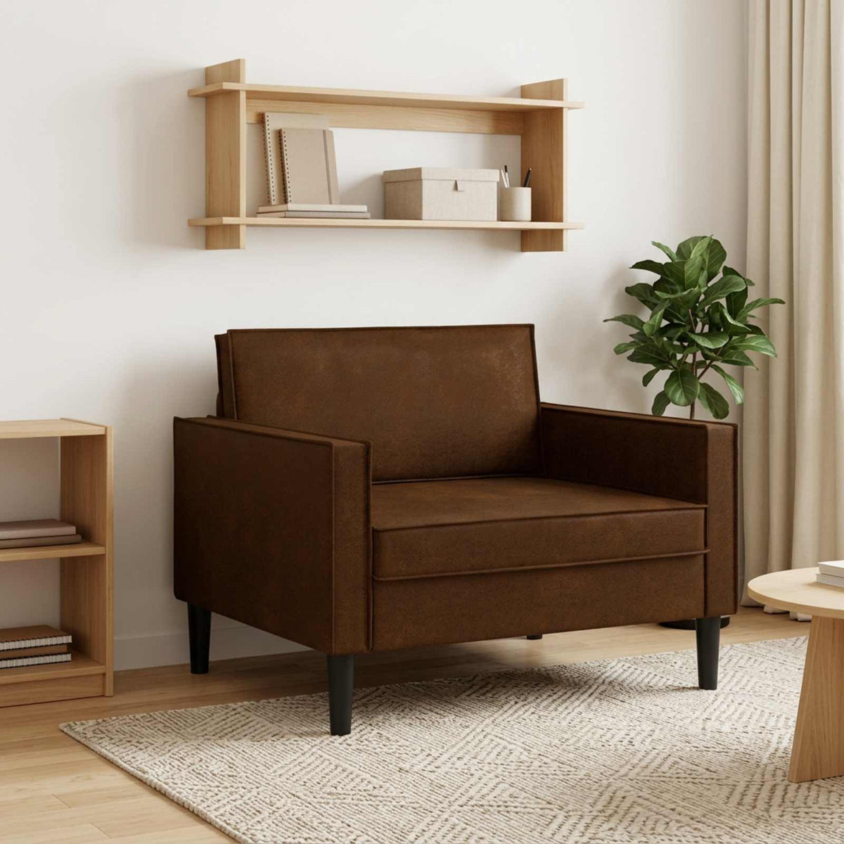 vidaXL XL Armchair Brown Faux Suede Leather
