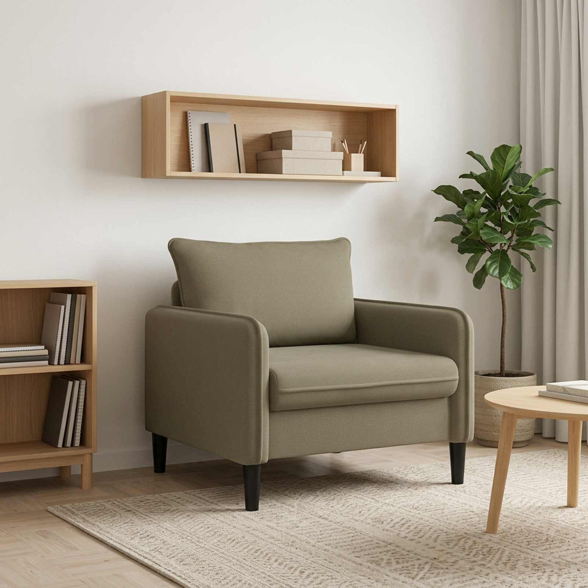 vidaXL XL Armchair Khaki Velvet