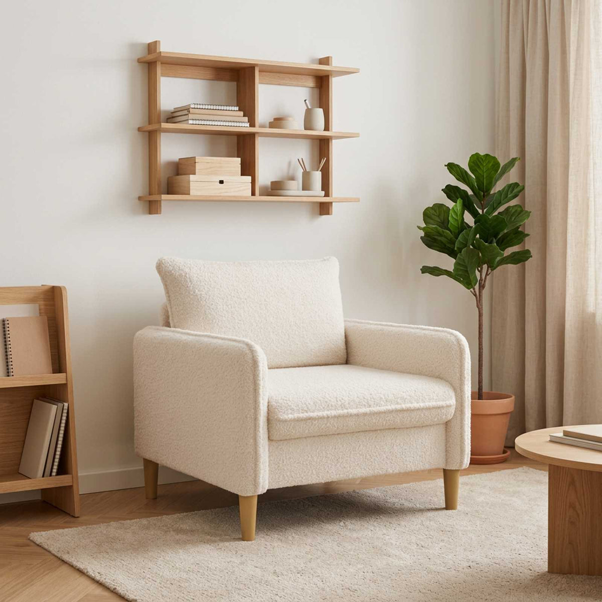 vidaXL XL Armchair White Bouclé