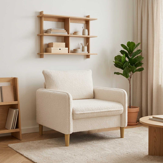 vidaXL XL Armchair White Bouclé
