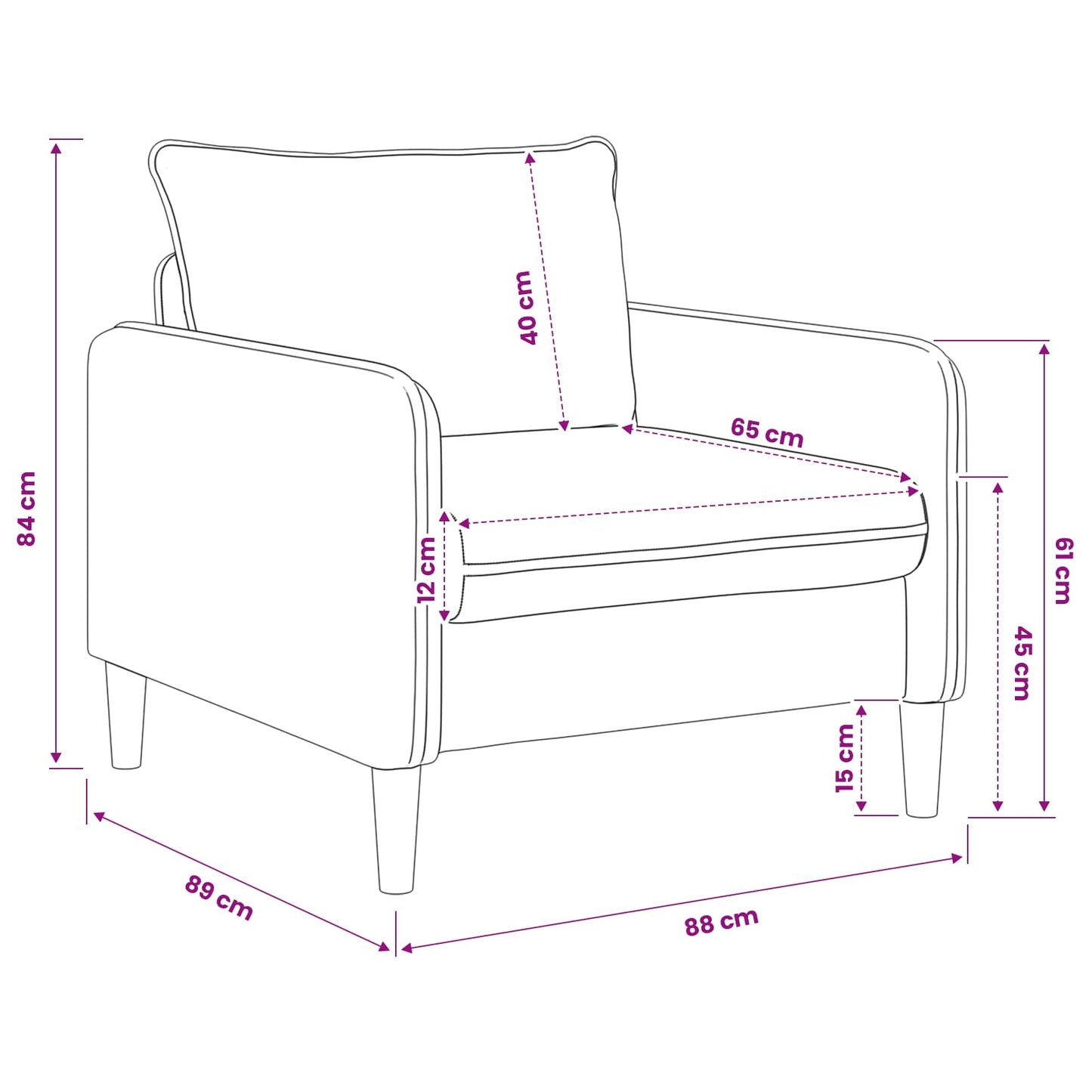vidaXL XL Armchair Dark Grey Bouclé
