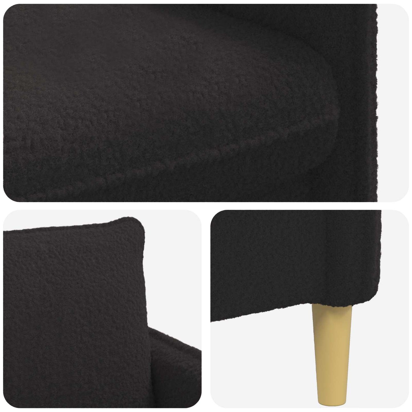 vidaXL XL Armchair Black Bouclé