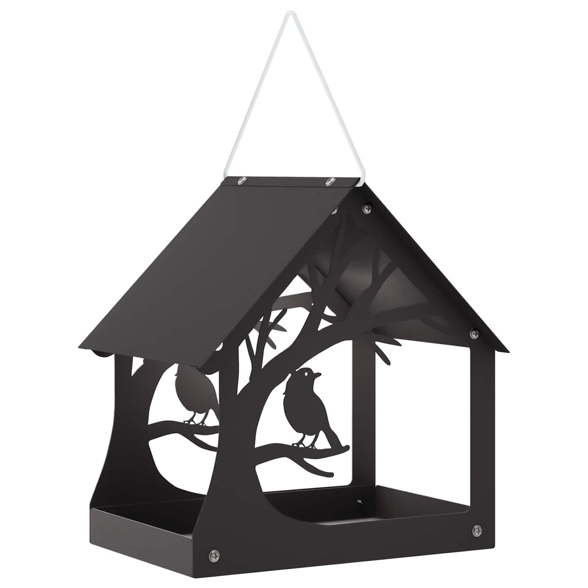 vidaXL Hanging Bird Feeder Steel Black