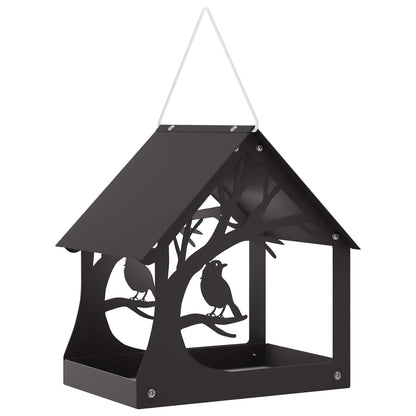 vidaXL Hanging Bird Feeder Steel Black