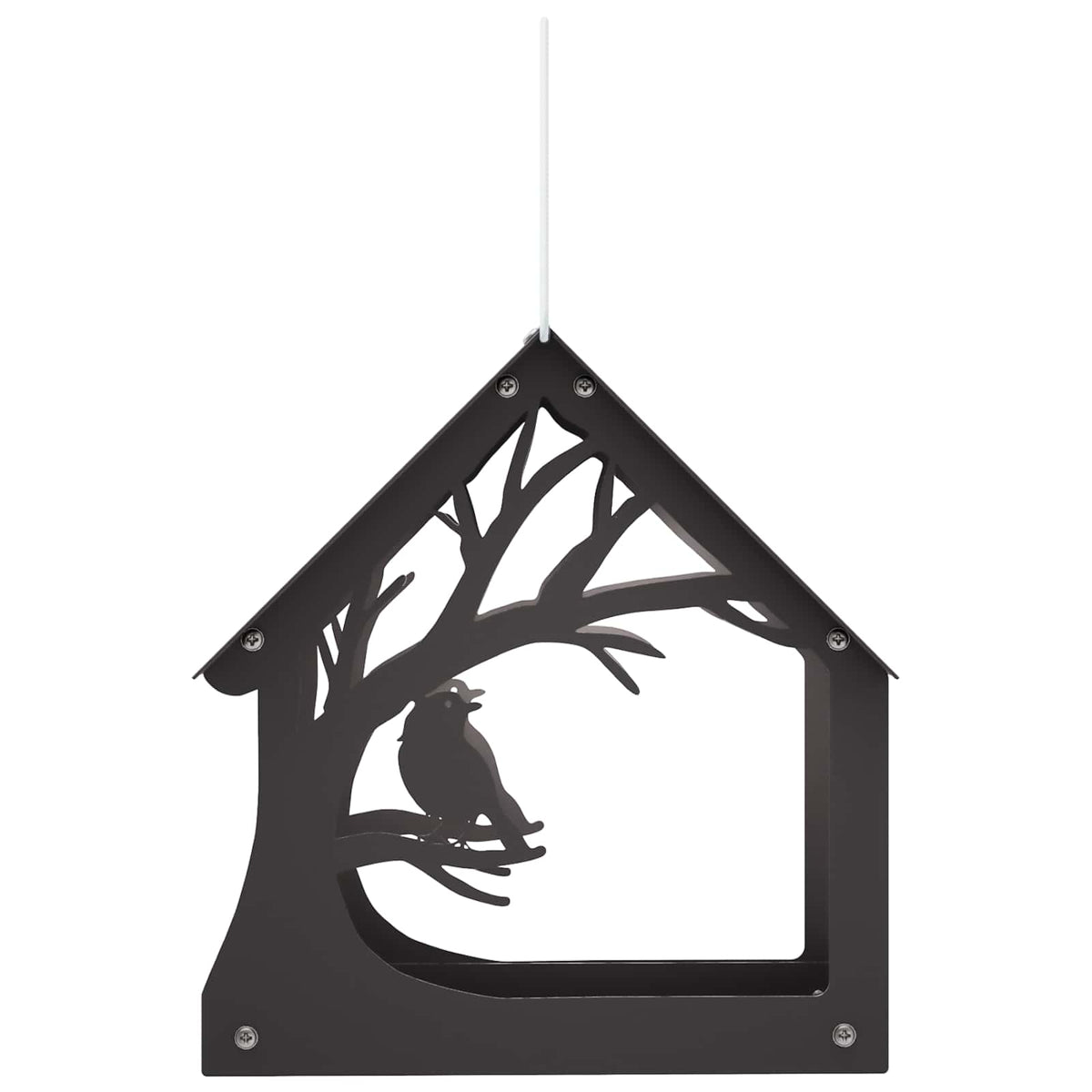vidaXL Hanging Bird Feeder Steel Black