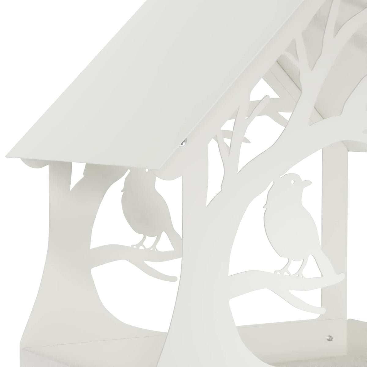 vidaXL Hanging Bird Feeder Steel White