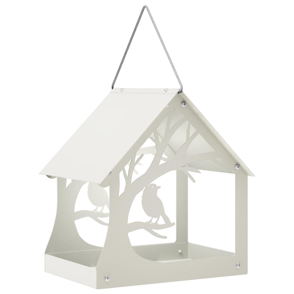 vidaXL Hanging Bird Feeder Steel White