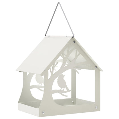 vidaXL Hanging Bird Feeder Steel White