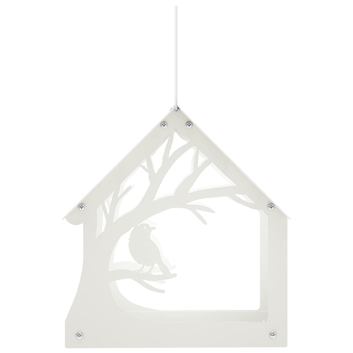 vidaXL Hanging Bird Feeder Steel White