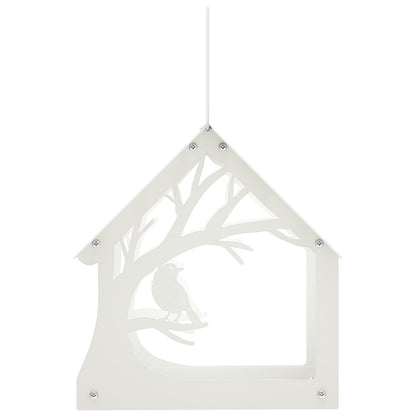 vidaXL Hanging Bird Feeder Steel White