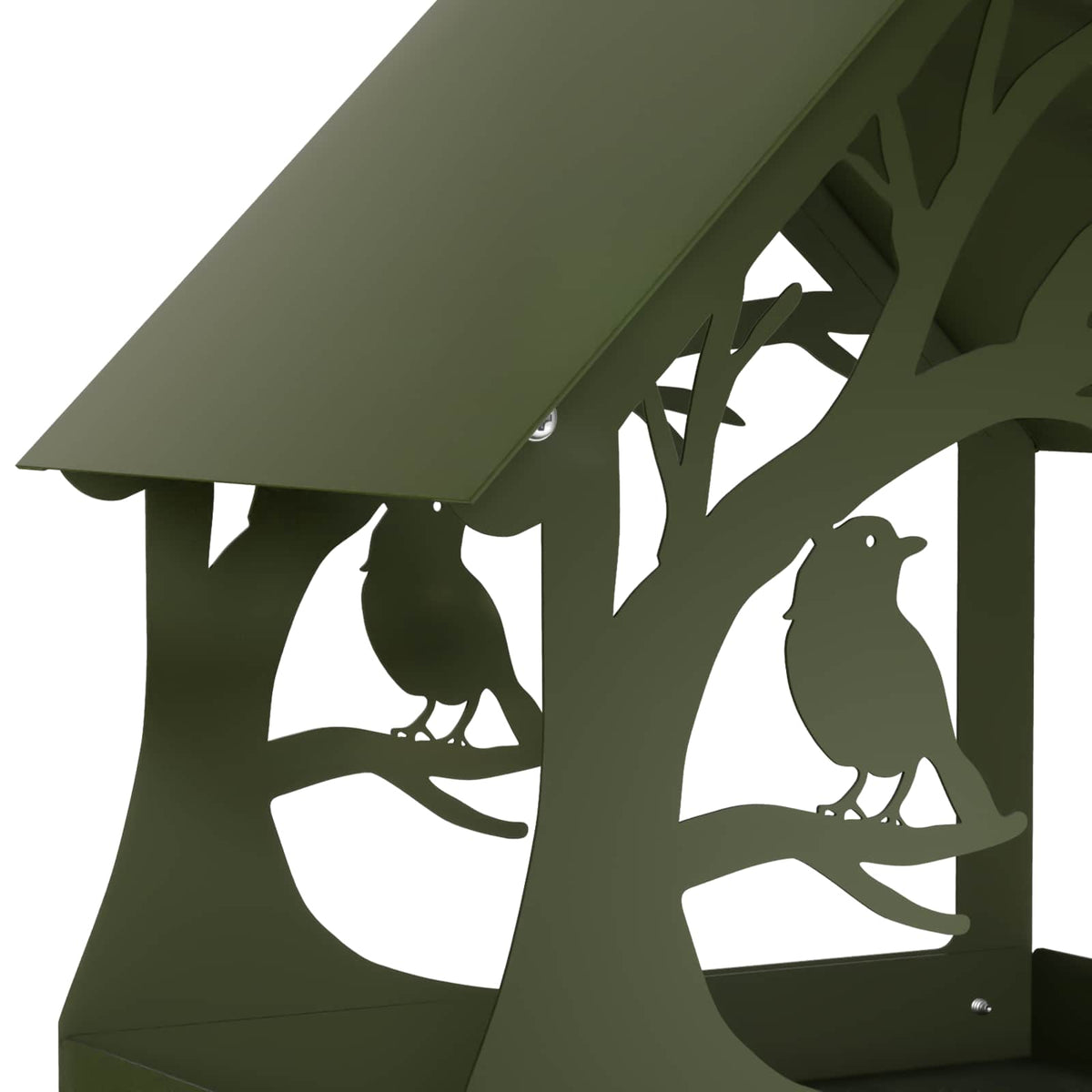 vidaXL Hanging Bird Feeder Steel Olive Green