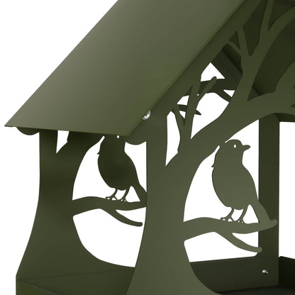 vidaXL Hanging Bird Feeder Steel Olive Green