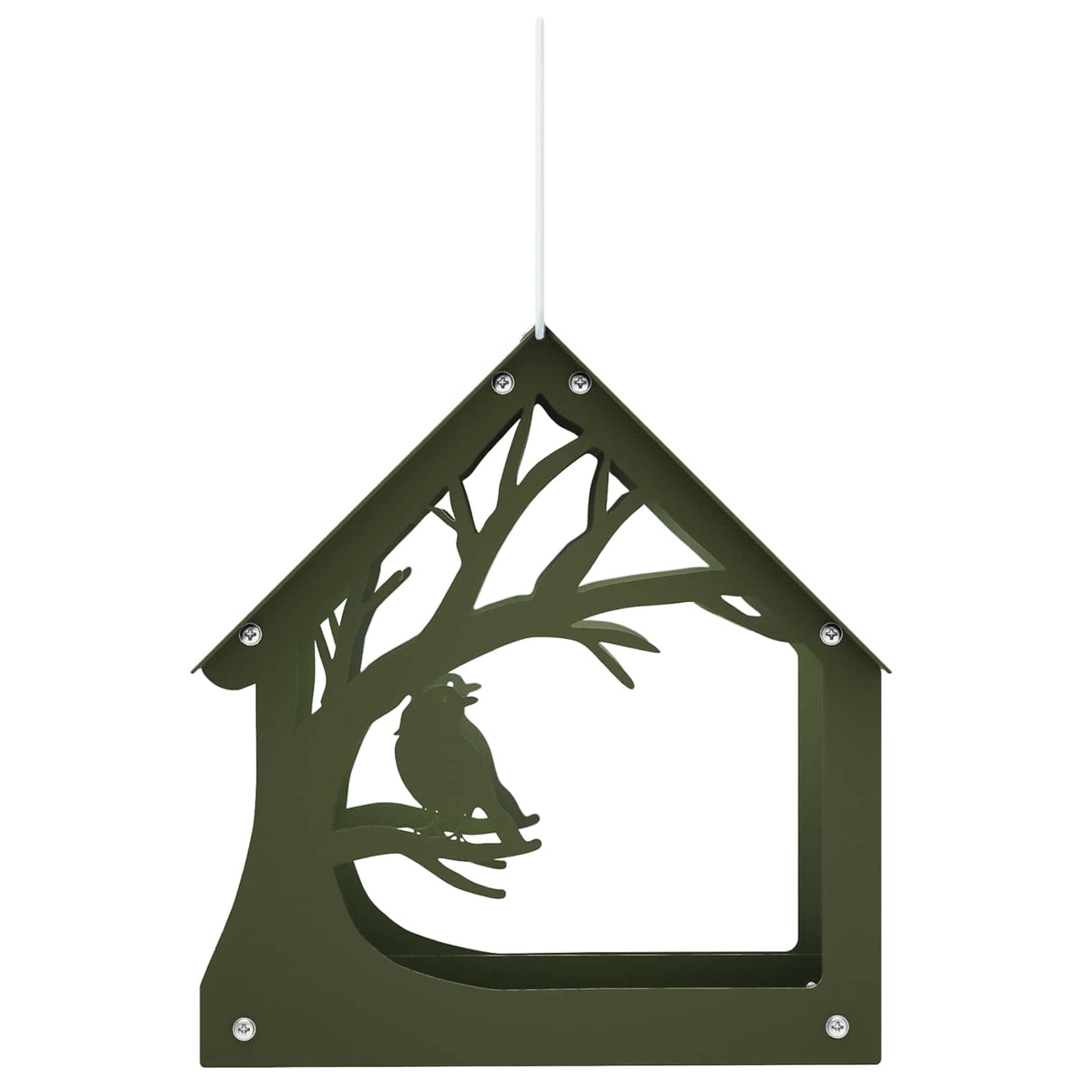 vidaXL Hanging Bird Feeder Steel Olive Green