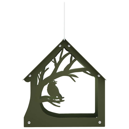 vidaXL Hanging Bird Feeder Steel Olive Green