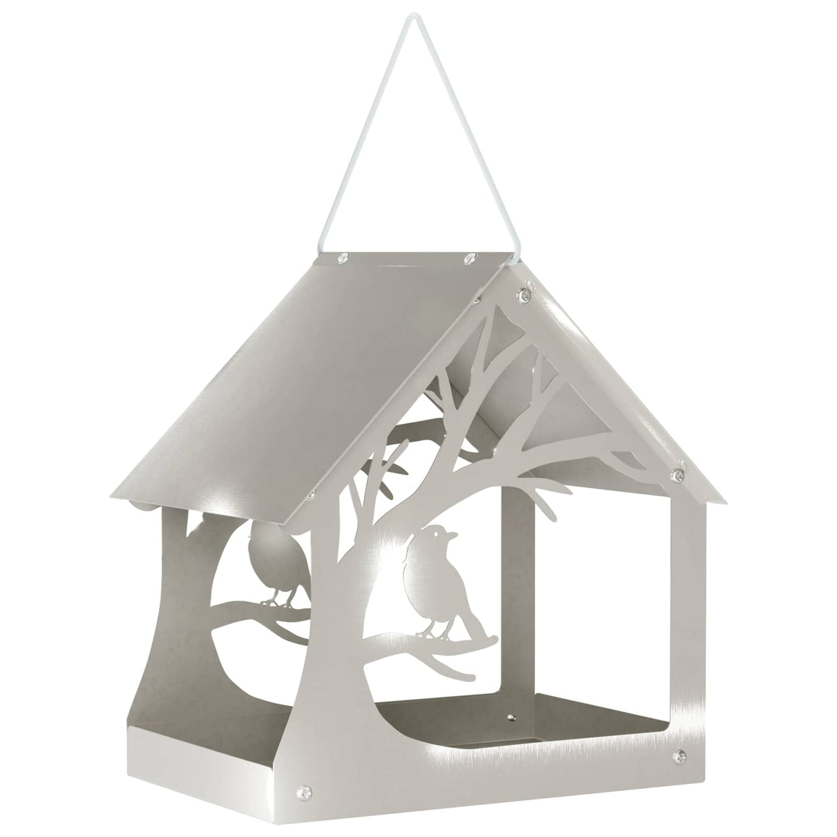 vidaXL Hanging Bird Feeder Stainless Steel Silver